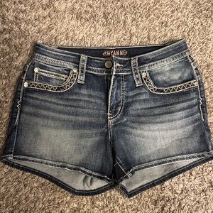 Shyanne Dark Wash Jean Shorts with Stitch Detail